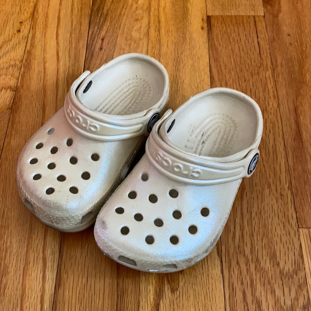 Used Holographic/Glittery Baby Crocs Size 6